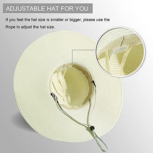 Lanzom Womens 5.5 Inches Wide Brim Straw Hat Floppy Foldable Roll up Cap Beach Sun Hat