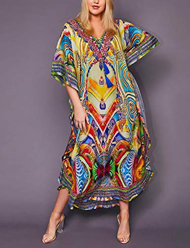 Bsubseach Swimsuit Cover Up for Swimwear Women Kaftan Dresses Summer Caftan with Drawstring