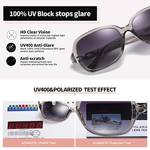 AOMASTE Retro Square Polarized Sunglasses for Women 100% UV400 Protection Lens Driving Outdoor Eyewear