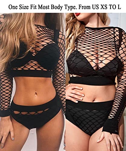 Buitifo Womens Lingerie Fishnet Babydoll Bodysuit Mini Dress Set One Size