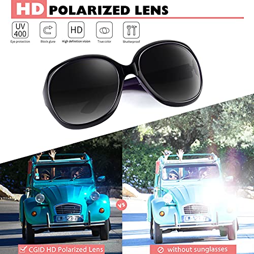 CGID Sunglasses Womens Ladies Polarised Retro Designer Sun Glasses Brown Big Frame Oversized Shades UV Protection Goggles