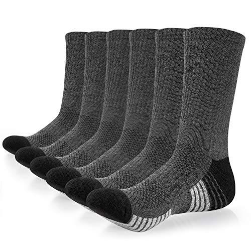 coskefy Cotton Sports Socks Cushioned Running Socks Trainer Socks for Men Women Walking Hiking Trekking Socks, 6 Pairs x black