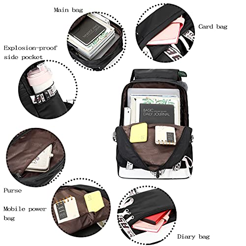 Asge Girls Backpack School Bags for Girls Nylon Waterproof College Rucksack Fashion Casual Daypack Women Bookbag Boys Schoolbag Teenagers Durable Unisex Student Backpacks