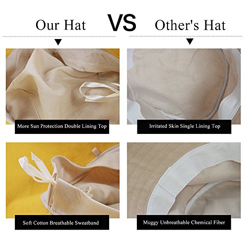 Anycosy Cotton Bucket Hat Women Summer Outdoor Floppy Sun Cap Packable with Big Wide Brim