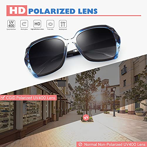 CGID Sunglasses Womens Ladies Polarised Retro Designer Sun Glasses Brown Big Frame Oversized Shades UV Protection Goggles