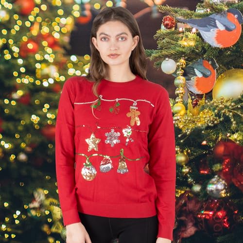 NOROZE Women's Christmas Tops Sweatshirts Sequin Jingle Bells HoHoHo Pug Mrs Claus Xmas Jumper