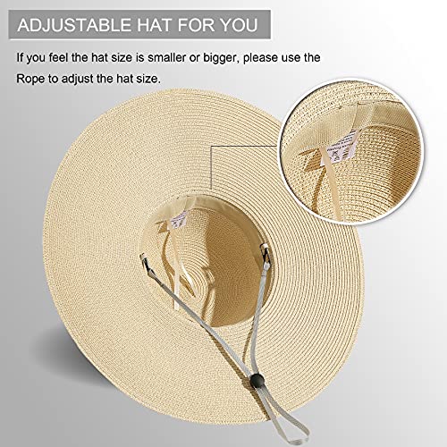 Lanzom Womens 5.5 Inches Wide Brim Straw Hat Floppy Foldable Roll up Cap Beach Sun Hat