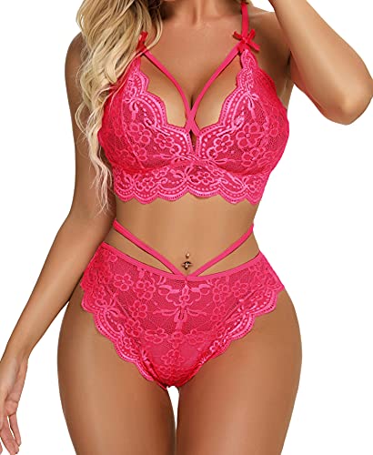 Namifin Women Lingerie Set Lace Bralette and Panty Set Strappy Lace Lingerie