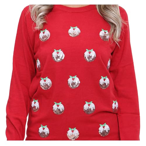 NOROZE Women's Christmas Tops Sweatshirts Sequin Jingle Bells HoHoHo Pug Mrs Claus Xmas Jumper