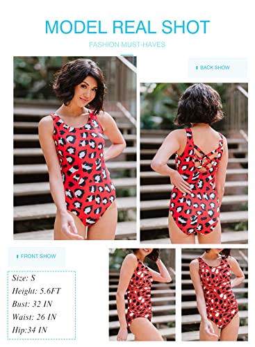 Aleumdr Ladies Gradient Color Block Printed Soft Cup Swimming Suits Sleeveless One Piece Swimming Costume for Women