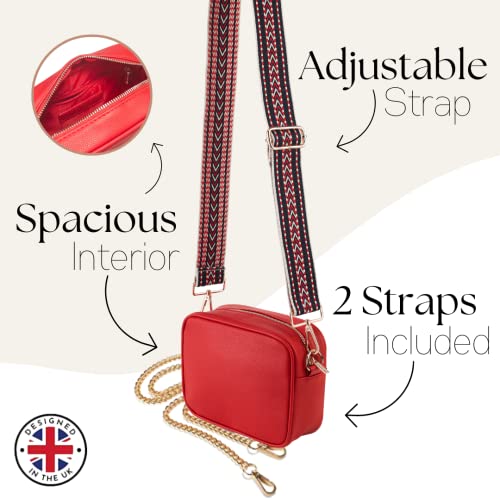 Lily England Ladies Cross Body Bag - Handbag with Adjustable Wide Strap & Gold Purse Chain - Multipurpose Shoulder & Crossbody Bags for Women