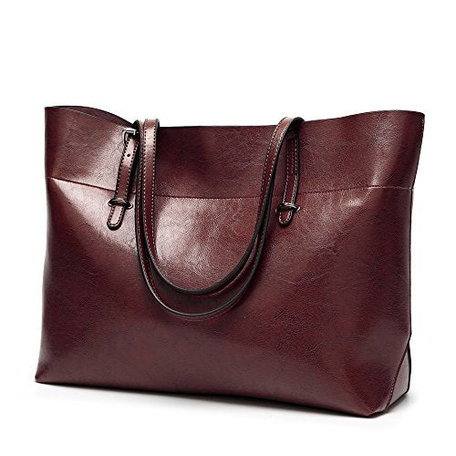 Aileese Womens Soft Leather Handbags Large Capacity Retro Vintage Top-Handle Casual Tote Shoulder Bags