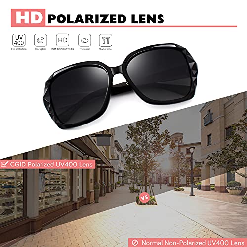 CGID Sunglasses Womens Ladies Polarised Retro Designer Sun Glasses Brown Big Frame Oversized Shades UV Protection Goggles