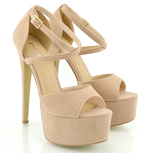 Womens Platform Strappy Stiletto Ladies High Heel Cross Over Ankle Strap Sandals Shoes