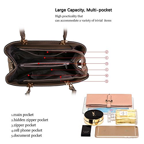 URAQT Womens Handbags, New Top Handle Bag, PU Leather Ladies Shoulder Bag Messenger Bag with Exquisite Metal Pendant, Fashion Tote Bag for Casual & Work, Mother's Day Gift