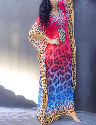 Bsubseach Chiffon Print Shirt Dress Beach Cover Up Loose Turn Down Collar Long Sleeve Bikini Kaftan Cover Ups for Swimwear Women