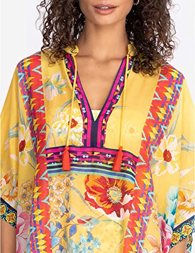 Bsubseach Green Snake Print Loose Kaftan Dress Plus Size Beach Cover Up Half Sleeve Caftan Maxi Dress for Women