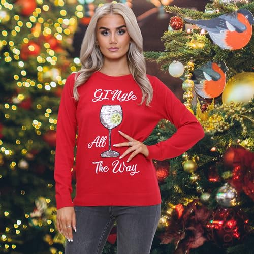 NOROZE Women's Christmas Tops Sweatshirts Sequin Jingle Bells HoHoHo Pug Mrs Claus Xmas Jumper