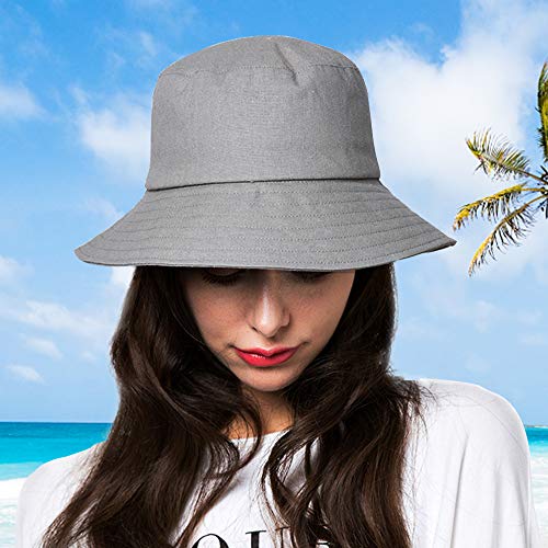 Anycosy Cotton Bucket Hat Women Summer Outdoor Floppy Sun Cap Packable with Big Wide Brim