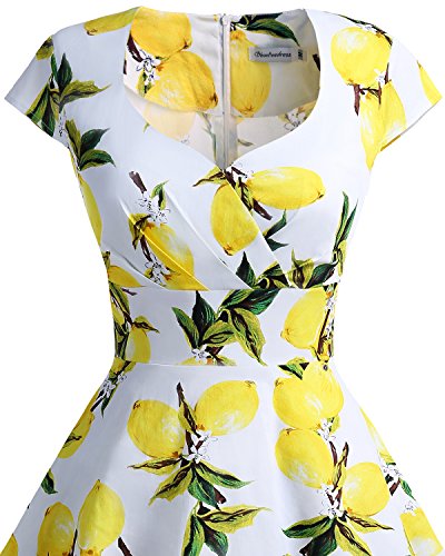 bbonlinedress Women's 50s 60s A Line Rockabilly Dress Cap Sleeve Vintage Swing Party Dress Blush