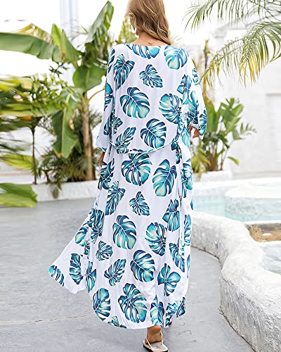 Women Swimsuit Cover Up Bathing Suit Kimono Long Beach Dress Floral Lace Bikini Swim Coverup Sun Protection Clothing