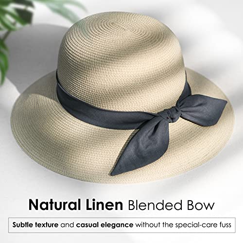 FURTALK Womens Beach Sun Straw Hat UV UPF50 Travel Foldable Brim Summer UV Hat