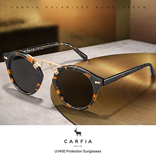 CARFIA Polarised Womens Sunglasses Vintage UV400 Protection Acetate Frame