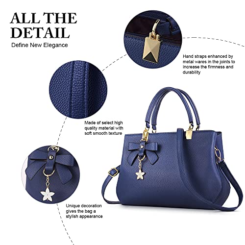 URAQT Womens Handbags, New Top Handle Bag, PU Leather Ladies Shoulder Bag Messenger Bag with Exquisite Metal Pendant, Fashion Tote Bag for Casual & Work, Mother's Day Gift