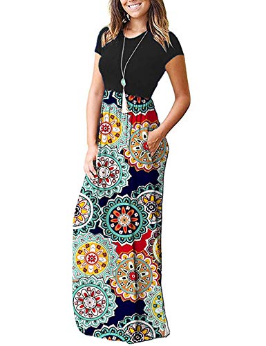 HAOMEILI Women's Casual Short/Long Sleeve Maxi Dress with Pockets