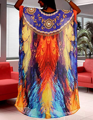 Bsubseach Green Snake Print Loose Kaftan Dress Plus Size Beach Cover Up Half Sleeve Caftan Maxi Dress for Women