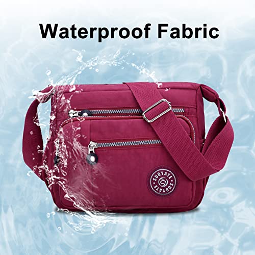 Womens Multi Pocket Casual Canvas Crossbody Bag Travel Purse Messenger Handbag for Shopping Hiking Daily Use