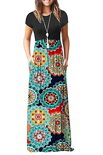 HAOMEILI Women's Casual Short/Long Sleeve Maxi Dress with Pockets