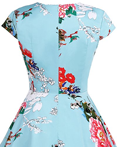 bbonlinedress Women's 50s 60s A Line Rockabilly Dress Cap Sleeve Vintage Swing Party Dress Blush