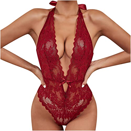 AMhomely Lingerie for Women Naughty Lace Lingerie Teddy Bodysuit Lingerie