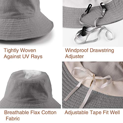 Anycosy Cotton Bucket Hat Women Summer Outdoor Floppy Sun Cap Packable with Big Wide Brim