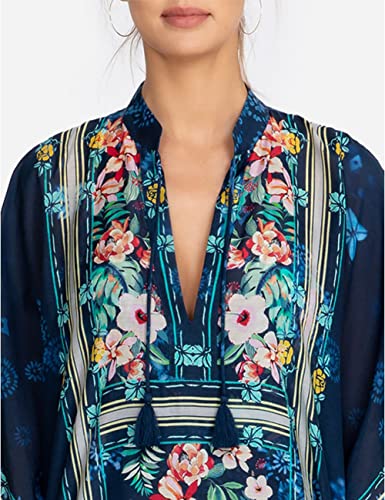 Bsubseach Green Snake Print Loose Kaftan Dress Plus Size Beach Cover Up Half Sleeve Caftan Maxi Dress for Women