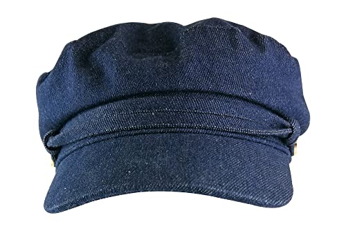 Sock Snob Ladies Cotton Casual Peaked Denim or Corduroy Baker Boy Hat Fiddler Cap with Rope