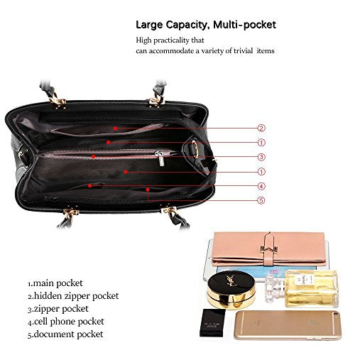URAQT Womens Handbags, New Top Handle Bag, PU Leather Ladies Shoulder Bag Messenger Bag with Exquisite Metal Pendant, Fashion Tote Bag for Casual & Work, Mother's Day Gift