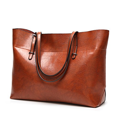 Aileese Womens Soft Leather Handbags Large Capacity Retro Vintage Top-Handle Casual Tote Shoulder Bags