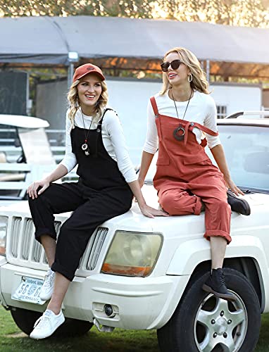 YESNO Women's Dungarees Loose Casual Plus Size Lightweight Sleeveless Overall Long Jumpsuit Playsuit Trousers Pants Dungarees
