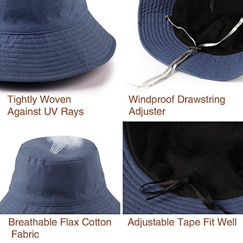 Anycosy Cotton Bucket Hat Women Summer Outdoor Floppy Sun Cap Packable with Big Wide Brim
