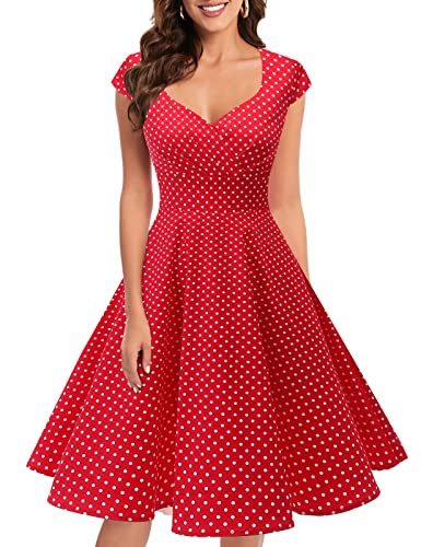 bbonlinedress Women's 50s 60s A Line Rockabilly Dress Cap Sleeve Vintage Swing Party Dress Blush