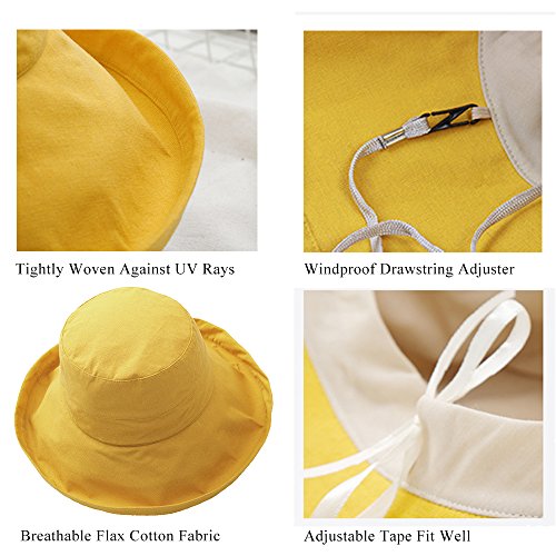 Anycosy Cotton Bucket Hat Women Summer Outdoor Floppy Sun Cap Packable with Big Wide Brim