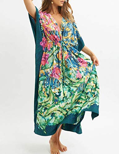 Bsubseach Swimsuit Cover Up for Swimwear Women Kaftan Dresses Summer Caftan with Drawstring