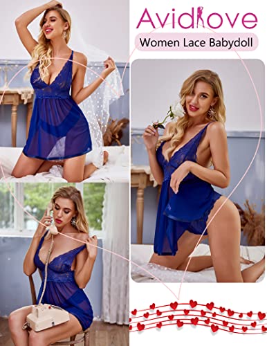 Avidlove Women Lingerie Lace Babydoll Strap Chemise Halter Teddy V neck Sleepwear