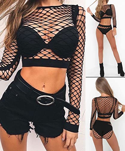 Buitifo Womens Lingerie Fishnet Babydoll Bodysuit Mini Dress Set One Size