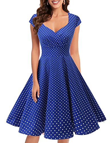 bbonlinedress Women's 50s 60s A Line Rockabilly Dress Cap Sleeve Vintage Swing Party Dress Blush