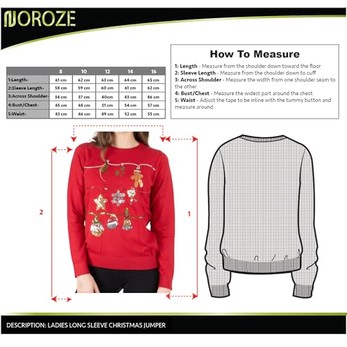 NOROZE Women's Christmas Tops Sweatshirts Sequin Jingle Bells HoHoHo Pug Mrs Claus Xmas Jumper