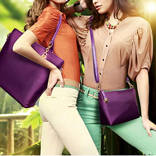FiveloveTwo Women Ladies 6 Pcs Handbag Set Hobo Top Handle Bag Totes Satchels Crossbody Shoulder Bags and Purse Clutch Black