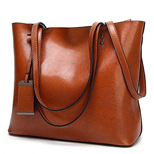 Aileese Womens Soft Leather Handbags Large Capacity Retro Vintage Top-Handle Casual Tote Shoulder Bags